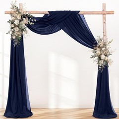 Navy Blue Arch Draping Fabric Silky Soft Wrinkle Free Wedding Decoration 6 Yards