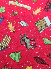 JWF Stufio Christmas Woodland Cotton Print Fabric 3 Yard X 44″ UNCUT Red Multi