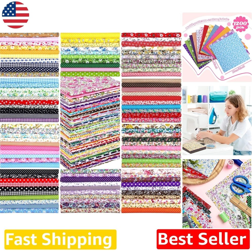Soft Cotton 4×4″ Fabric Precuts – 1200pc Floral Patchwork for DIY Craft Projects