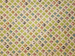 Cotton Fabric 40″ x 35″ Catzilla Cats Grid Green Flowers In The Beginning