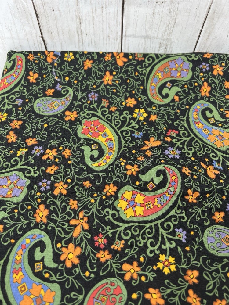 Cotton Fabric Black Petals Paisleys Floral 2.33 Yards 44″ Wide Moda Brawner