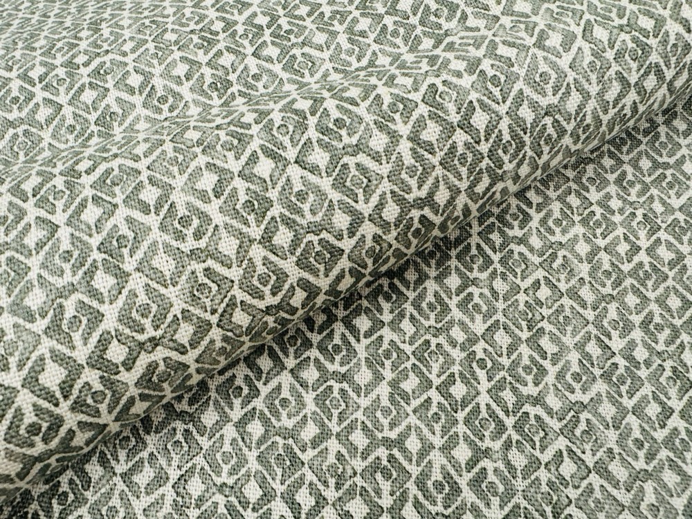Mark Alexander Small Scale Geometric Linen Print Fabric- Facet / Verdant 2.50 yd