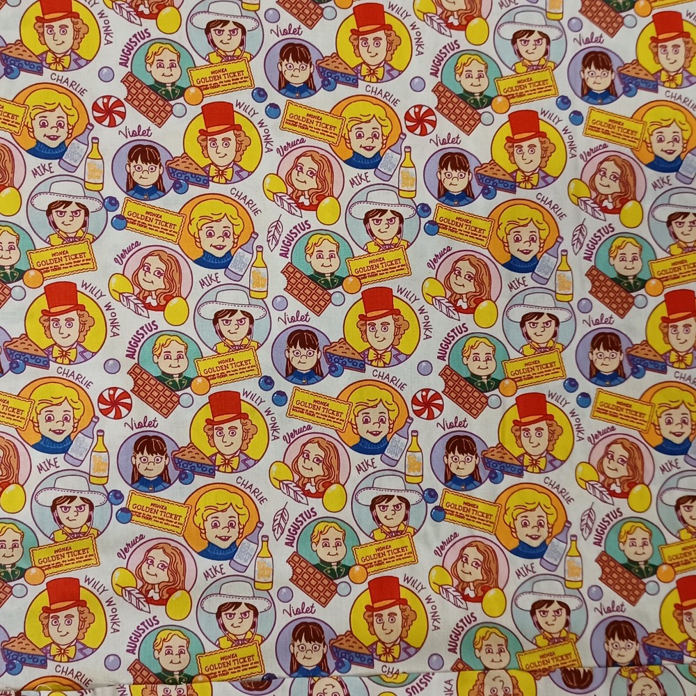 Willy Wonka & The Chocolate Factory Packed Winners Camelot 100% Cotton Fabric