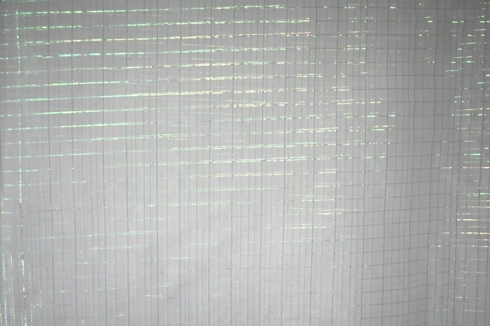 METALLIC CHECKS ON WHITE SHEER POLYESTER NYLON FABRIC 2 YARDS 15 INCHES 2.4 YD