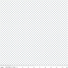 Fat Quarter Riley Blake Basics Swiss Dot (Printed) Denim Blue On White Cotton