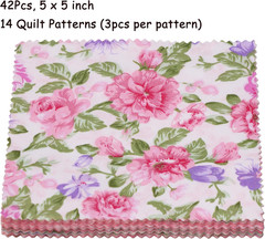 Pink Charm Packs for Quilting 5 Inch – 5X5 Charm Squares Precut Quilting Fabric