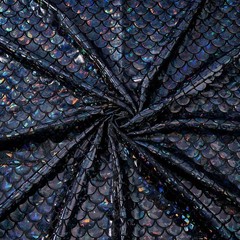 Mermaid Scales Fabric 39X59 Inch Black Sparkly Hologram Spandex Mermaid Printed
