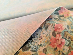 VTG 80`s Soft Brushed Suedecloth Peach & Blue Florals FOUR Remnants 9-13″x 20″