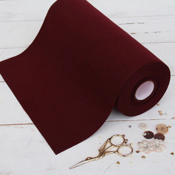 Premium Felt Roll – 12″ x 10yd – Burgundy – Soft Wool-Like 1.2mm Thick