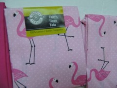 Set of 4 Fat Quarter 18”x21” Pink Flamingos Cotton Loops and Threads COTTON