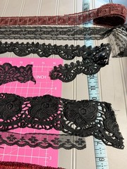 Remnant / Salvaged Vintage Material & Ephemera Pack. Black, Velvet, Sparkle Mix
