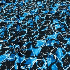 Abstract Neon Blue Thunders print Spandex Fabric 4-way Stretch Swimwear By Yard