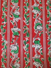 REMNANT Holiday Stripe Christmas Fabric Bunnies Bears Candy Canes Holly 17×22″