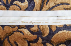 HOME SIGNATURE Vintage NOS- 5 Yds x 96″ Wide – Gold & Blue/Gray Damask Fabric