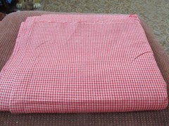 Homespun Fabric Woven Cotton Red/Beige Small Check Smoke Free Home
