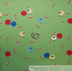 BonEful FABRIC FQ Cotton Quilt Green Rainbow Hot Air Balloon Scenic Cloud Sky US