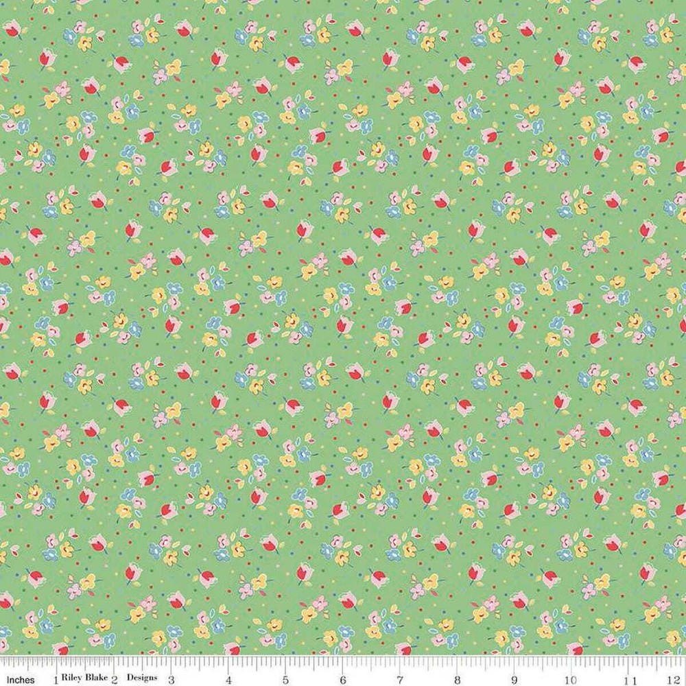 Simple Pleasures Calico Sweet Rose Green – C16653-GREEN – Riley Blake Designs –