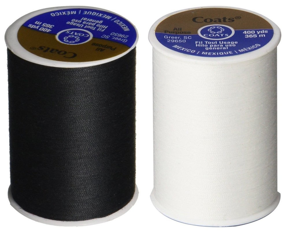 2-Pack – BLACK & WHITE – Coats & Clark Dual Duty All-Purpose 400 yard, White