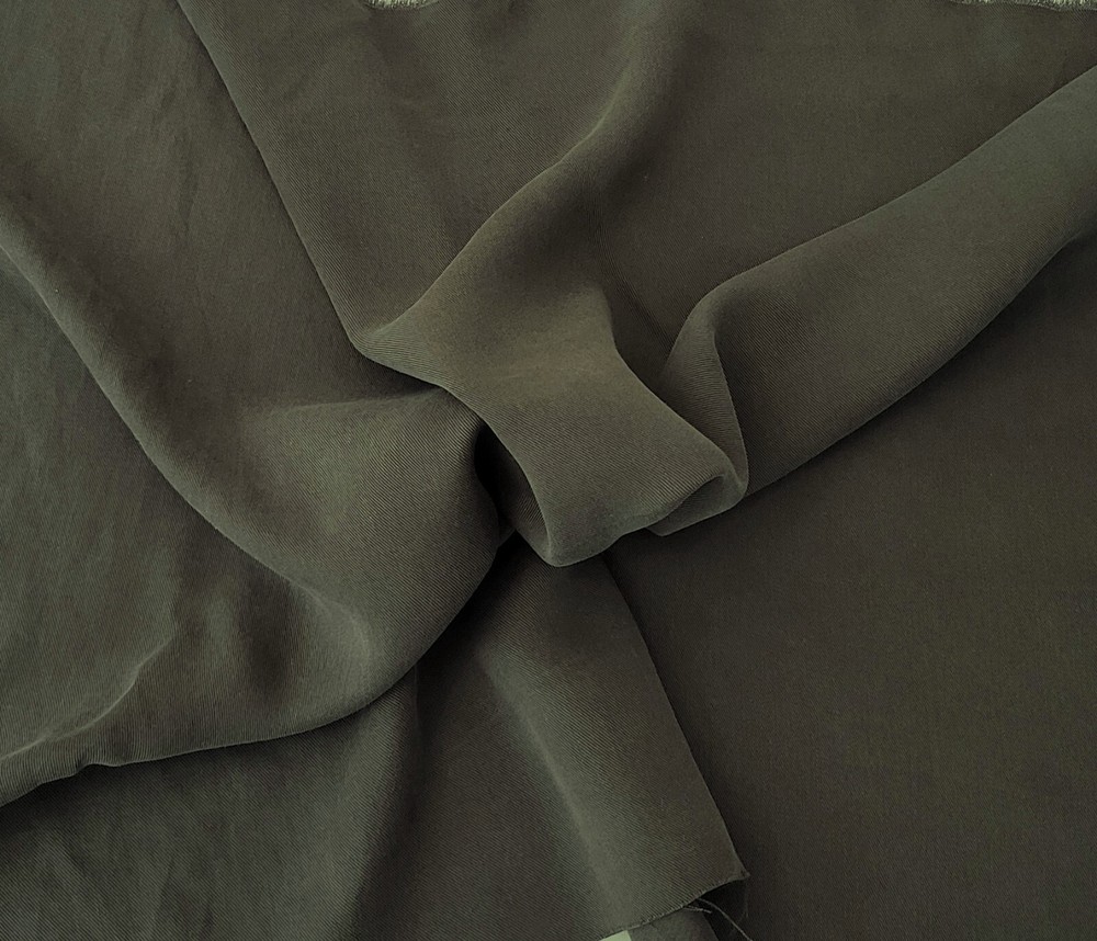Olive 100% Cupro Tencel Twill (Gabardine) Fabric by the Yard Made in USA 6/22