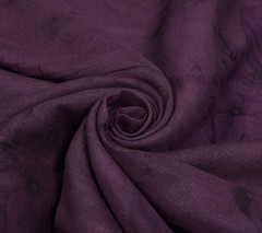 Sushila Vintage Wine Scrap Saree Pure Linen Printed & Woven Remnant Sari Fabric