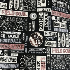 Lot of 2 FQs Cotton Quilt Fabric Sports Theme, Football & Newspaper Style Prints