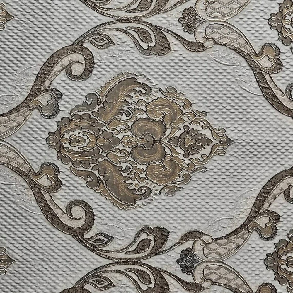 Damask on TAUPE Renaissance Jacquard Upholstery drapery fabric by the yard