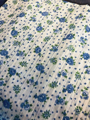 VTG Beautiful Feminine Blue Florals Scattered on Light Blue DIMITY Fabric BTHY