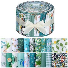 40 PCS Blue Green Floral Fabric Spring Jelly Roll 2.55 Inch Precut Strips