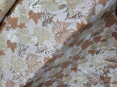 FABRIC SOLD BY THE YARD JACQUARD BROCADE GOLD MUSTARD MAPPLE LEAVES METALLIC