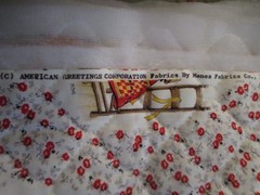 VTG Holly Hobbie Fabric American Greetings Red White Yellow 6 yds x 42 in