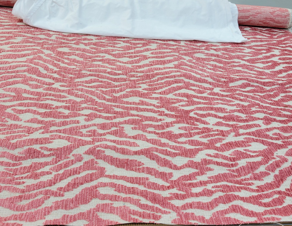 Designer upholstery remnants, velvet animal print, coral, 1.5 yards