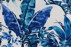 CHIVASSO CURTAIN FABRIC DESIGN “Jungle Like” 3.1 METRES BLUE LINEN BLEND