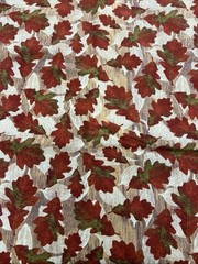 Fall Autumn Red Green Oak Leaves Joann Fabric Quilters Cotton Tan Background