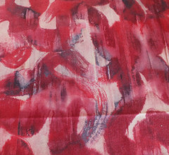 1 yard hand paintd dyed RED SQUIGGLE cotton quilt fabric OOP vintage READ