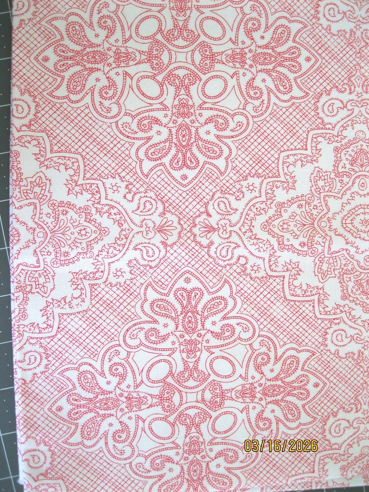 Scarlett from Connecting Threads red and white tile pattern