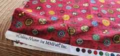 Colorful Sewing Buttons on Burgundy Debbie Mumm MMFab Inc Fabric HTF OOP BTHY