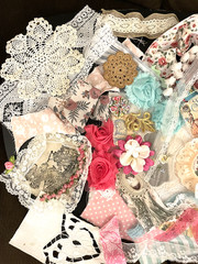 Lot 110+ pcs Shabby Chic Slow Stitch Crochet Spring Cotton Lace Junk Journal
