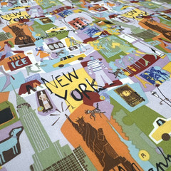 Green Blue Yellow Orange New York City Theme Cotton Fabric BTHY #56
