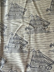 8 Yards Marcus Bros Fabric Boats Sailboats Blue On Cream Nautical