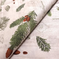 Woodland Pine Foliage Cotton Fabric 44″x36″ Precut Yard Rustic Woodgrain