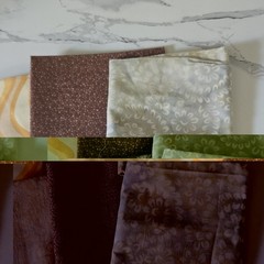 DESTASH Fabric Pieces / Remnants Lot Brown Beige Cream Mixed Prints Themes