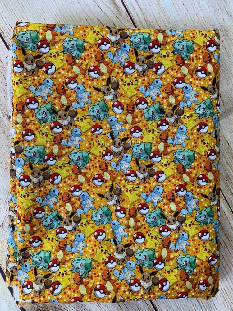 100% cotton Pokemon, Pikachu Fabric 1yard 36″ x 54″,for Embroidery ,quilt..
