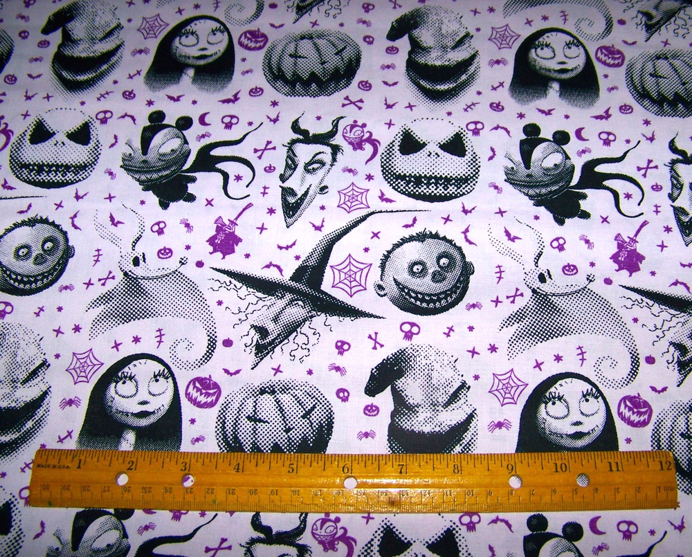 1 yd JACK SALLY ZERO Nightmare Before Christmas Characters on 100% Cotton Fabric