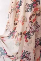55” Wide By Yard Fans Pattern Silk Gauze Natural Silk Georgette Chiffon Fabric