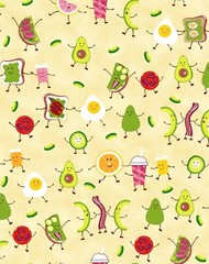 Food Fabric | Breakfast Friend Snack Avocado Egg Yellow | Freckle + Lollie YARD