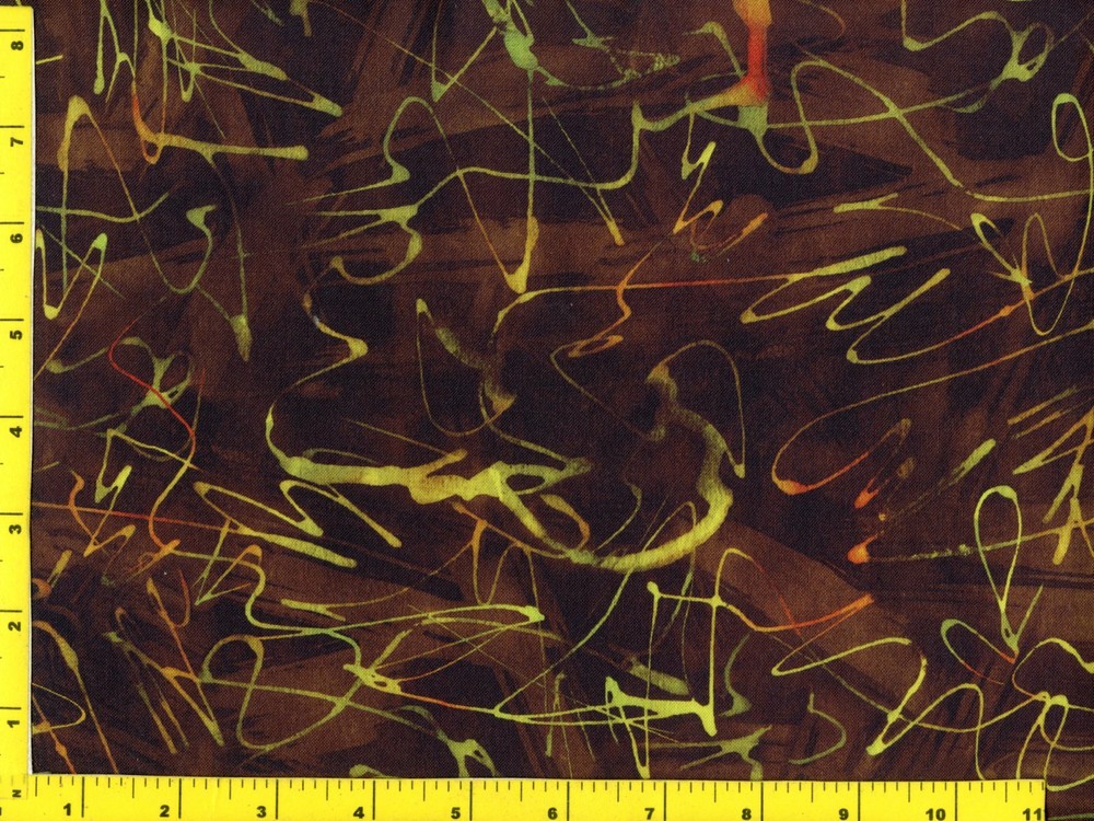 Green & Red Paint Splatter on Dark Brown Quilting & Sewing Fabric by Yard #216