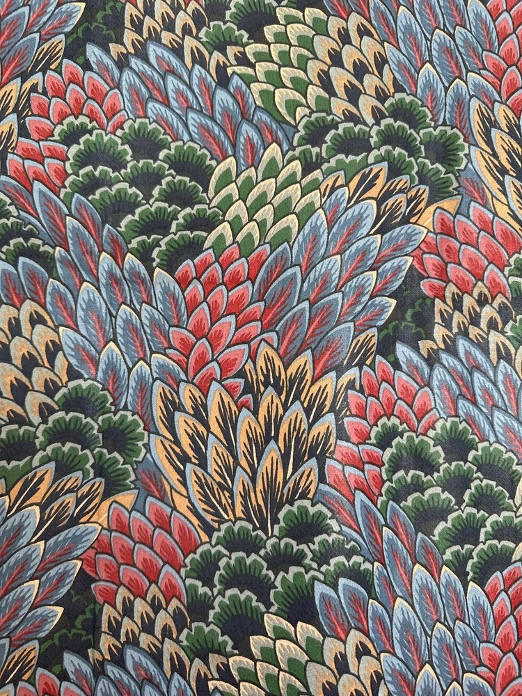 1 Yard Stanley King Studios VTG FLORAL Screen Print Fabric Teflon Finish 54″