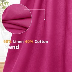 Hot Pink Linen Cotton Fabric 1 Yard Wide Breathable Cotton Linen Blend Fabric