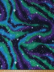 Fleece Northern Lights Aurora Borealis Stars Star Fleece Fabric Print A241.09
