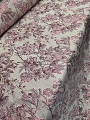 Fabric Sold By The Yard Pink Metallic Floral Flowers Brocade For Dress Upholster